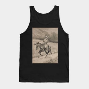 Cowboy On A Horse - Vintage Western American Art Tank Top